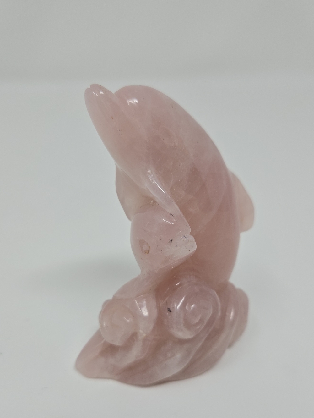 #35: Rose Quartz Dolphin Sculpture Hand Crafted